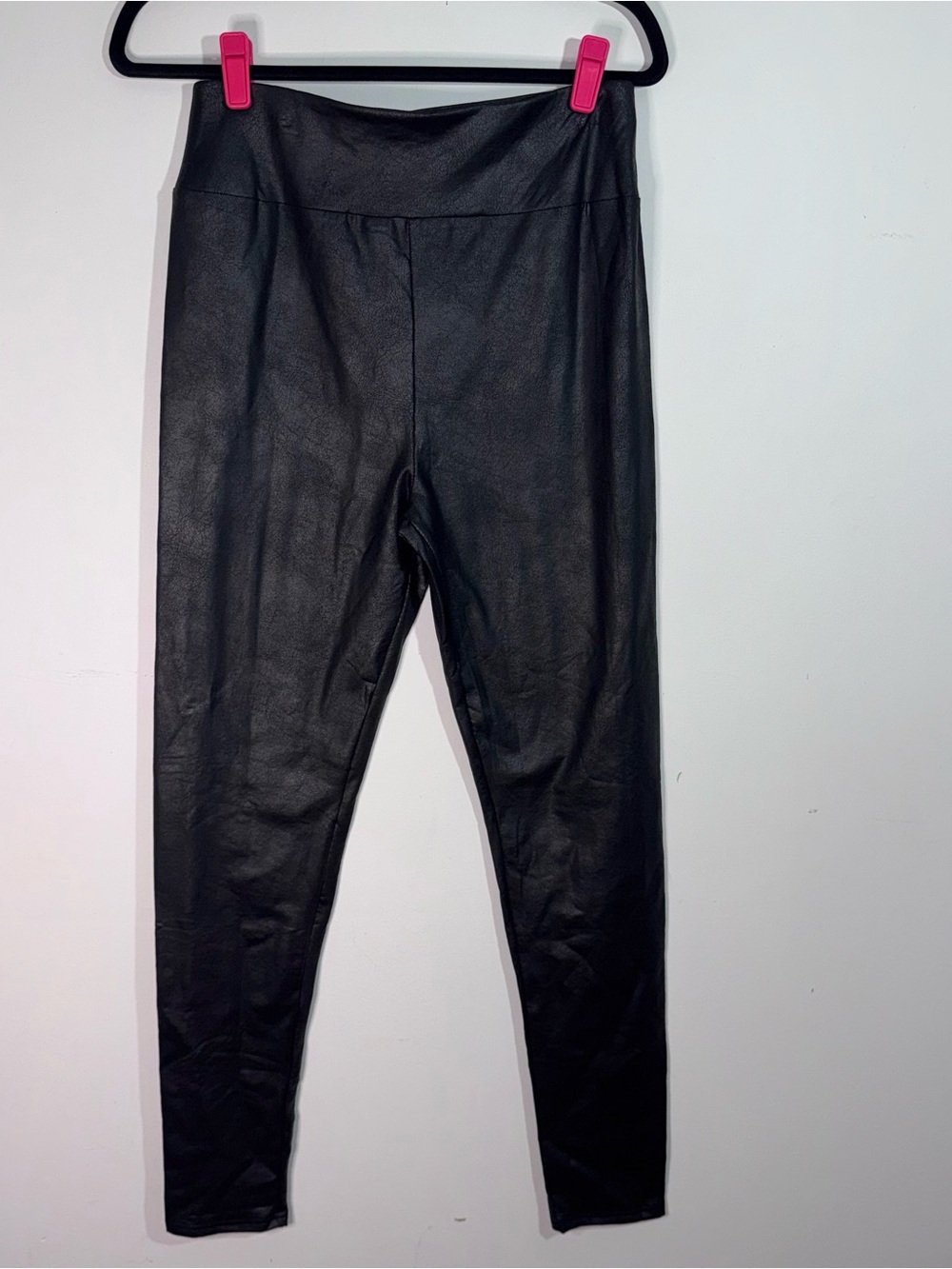 Joyspun XL Black Faux Leather Leggings High Rise Stretch Coated Skinny Pants